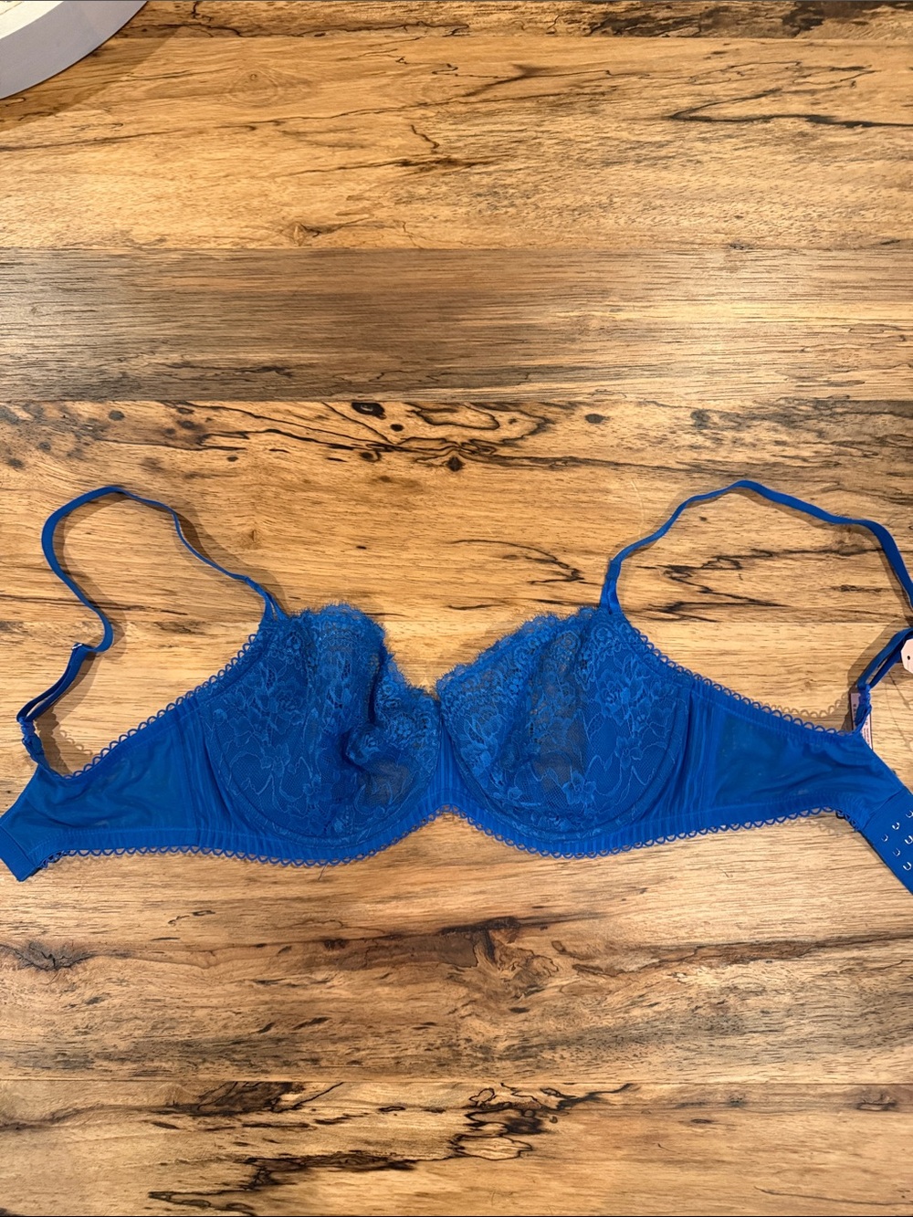 Sheer Lace Underwire Bra in Cobalt Blue